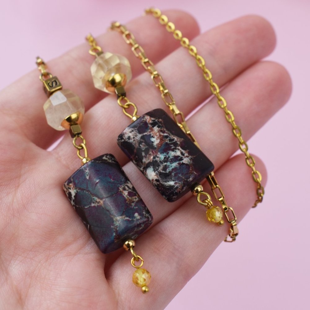 Boho lariat y necklace gold, eye catching sautoir necklace